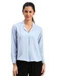 Women's Regular Fit Cotton Blend Shirts (RCT-Light-Blue-m-bzr)