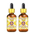 Deve Herbes Pure Pumpkin Seed Oil (Cucurbita pepo) with Glass Dropper Natural Therapeutic Grade Cold Pressed (Pack of Two) 100ml X 2
