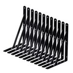 Shelf Brackets 12 Pack 16 inch Heavy Duty Brackets for Shelf 16"x10" Metal L Brackets Black Iron Wall Mount Shelf Brackets Screw Included