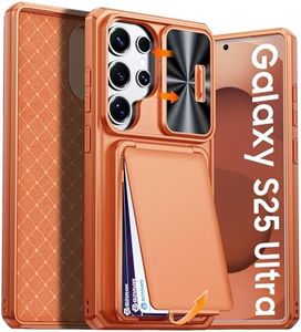 BSNRM for Samsung Galaxy S25 Ultra Case Wallet with RFID Blocking, Card Holder, Slide Camera Lens Cover, Silicone Edge Raised, Rugged Heavy Duty Phone Cover Case for Galaxy S25 Ultra, 2025, Orange