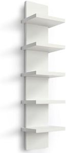 Homaterial 5 Tier Wall Shelf Unit,White Vertical Floating Shelf-Narrow Decorative Wall Mount Modern Wall Decor Shelves for Bedrooms, Living Rooms 5.5" x 7.2" x 31"