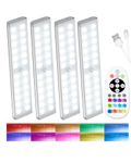 58-LED Under Cabinet Kitchen Lights Wireless, RGB Motion Sensor Lights Indoor Rechargeable, LED Night Lights Remote Under Counter Lighting for Kitchen Shelf Pantry Desk (4 Packs)