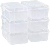 Rubbermaid 6 Qt. Handi-Box, Stackable Plastic Storage Bin with Latching Lid, Pack of 6, Great for Shoe Storage, Classroom Organization, Cube Organizer and Kitchen Pantry Container, Clear