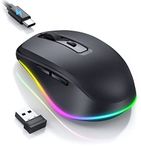 Seenda Wireless Mouse, Rechargeable Light Up LED Mouse for Laptop, 2.4G USB Silent Mice with Built in Jiggler Mover, Undetectable Simulate Mouse Movement to Keep Computer Awake, Black