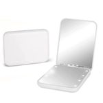 Kintion Pocket Mirror, 1X/3X Magnification LED Compact Travel Makeup Mirrors with Light for Purse, 2-Sided, Portable, Folding, Handheld, Small Lighted Mirror for Gift, White
