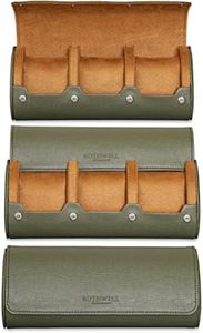 ROTHWELL Estuche de viaje para 3 relojes | Resistente protección portátil, se adapta a todos los relojes de pulsera y relojes inteligentes de hasta 50 mm (verde/bronceado)