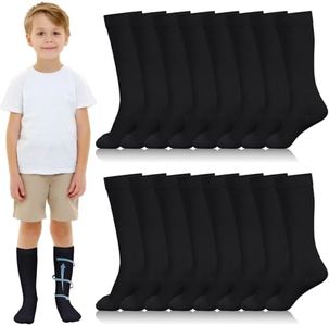 Shinymoon 8 Pairs Kids Compression Socks 15-20 mmHg Calf Graduated Compression Stockings for Kids Boys Girls Adult Small Feet, Black, One size