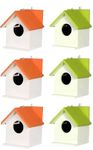 GO7 Handcrafted Wooden Bird House (Multicolour) – Pack of 6 | Hanging Decorative Bird Nests for Balcony & Garden | Eco-Friendly Handycraft Product