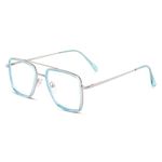 Dervin Blue Light Blocking Blue Cut Zero Power anti-glare Retro Square Eyeglasses, Frame for Eye Protection from UV by Computer/Tablet/Mobile/Laptop (Ice Blue)