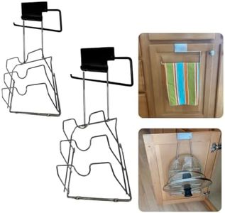 Evelots 2-in-1 Pot Lid Organizer with Towel Holder - 2 Pack, 3-Tier Cabinet Door Rack - Space-Saving Kitchen Organizer for Glass or Metal Pan Lids & Towels - Over the Door Design - Chrome