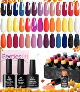 beetles Gel Polish Gel Nail Polish Set 20 Colors with 2024 Pink White Red Green Orange-Red Nail Polish Spring Purple Blue Dark Glitter Gel Polish Starter Kit with Glossy & Matte Top Coat and Base Coat