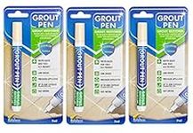 3 X Grout Pen CREAM Tile Paint Marker: Waterproof Grout Paint, Tile Grout Colorant and Sealer Pens Narrow Grout Sealer for Shower Tile & Grout Sealer for Floor Tile | 5mm Tip (7ml)