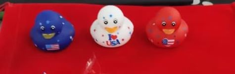 Sotiff 60 Pieces 2 Inch Patriotic Rubber Ducky with Patriotic Day Gift Cards 4th of July Rubber Ducks Floating Patriotic Ducks Squeaky Bathtub Duck Toys for Memorial Day, Labor Day, Veterans Day