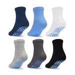 HYCLES Toddler Boys Non Slip Socks 6 Pairs Anti Skid Sticky Athletic Baby Ankle Warm Socks for 5 Years-7 Years Kids Children