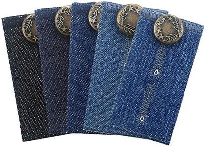 Waistband Extenders by Johnson & Smith | Button Extender for Pants | Denim Material | Pack of 5 Shades | Premium Metal Buttons | 2 Button Holes | Button Extender for Jeans