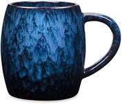 Otevymu 21 Oz Large Ceramic Coffee Mug, Handmade Pottery Big Tea Cup for Office and Home, Big Handle Hot and Cold Drinking, Microwave and Dishwasher Safe, Unique Texture Glaze (Deep Blue)