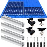 Warmfay Solar Panel Bracket Flat Roof, Aluminium Alloy Mounting Rail 12 cm, Adjustable Clamp for 30-35 mm Thick Modules, Set for 4 Solar Panels