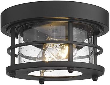 Emliviar 2-Light Round Ceiling Light Fixture, Farmhouse Flush Mount Ceiling Light 10 Inch, Black Finish, WE2085F BK