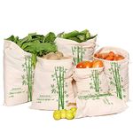 SKINWOO 100% Cotton Set of 6 Reusable Fridge Storage Bags (10x13 Inches) for Vegetables and Fruits Multipurpose Eco Friendly Bags