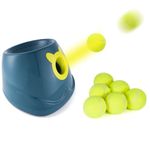 LAKAYA Automatic Dog Ball Launcher, Toy Ball Thrower for Dog with 6 Balls, Adjustable Launch Distance, Suitable for Small to Medium Sized Dogs (Blue with Balls)