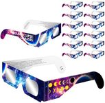 Scopck Solar Eclipse Glasses (12 Pack), Witness the Celestial Wonder of the 2024 Solar Eclipse - CE and ISO Certified, Approved for Direct Sun Viewing, Regular, 12-Pack