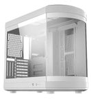 iONZ KZ-T22 Full ATX PC Gaming Case with Panoramic Tempered Glass Dual Chamber, Front I/O USB Type-C | White No Fans