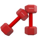Lifelong PVC Hex Fixed Dumbbells Pack of 2 (3kg*2) Red Color for Home Gym Equipment Fitness Barbell|Gym Exercise|Home Workout|For Men & Women (6 Months Warranty)
