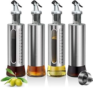 ACEWARMS Oil dispenser bottle for kitchen, Olive oil bottles with drizzlers, Vinegar bottles, 500ml 4Pack glass soy sauce bottles with lids+Stainless steel funnel (500ml 4Pack)