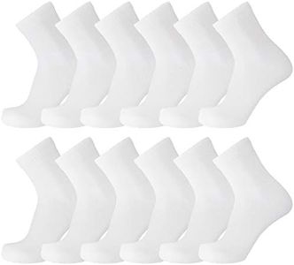 Big and Tall Diabetic Neuropathy Ankle Socks, King Size Mens Athletic Quarter Socks (Size: 13-16), White, 13-16