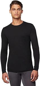 32 Degrees Heat Mens Performance Thermal Baselayer Crewneck Long Sleeve Top, Black, Medium