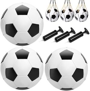 Innotoys 3 Pack Size 3 Soccer Balls Boys Girls with 1 Pump, Soccer Balls Classic for Kids Children Toddlers 2 3 4 5 6 7 8 Years Old, Indoor Outdoor Sports Toys Play Balls Gift (White and Black)