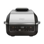 Ninja Foodi 6-in-1 Indoor Grill & Air Fryer, Cyclonic Grilling, 500°F, Roast, Bake, Broil, Dehydrate, Up to 75% Less Fat, Frozen to Char-Grilled, Black/Silver, EG201C (Canadian Version)