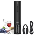 Ataller Rechargeable Electric Wine Bottle Openers, Cordless Automatic Wine Corkscrews Opener with Foil Cutter and USB Charging Cable, Black