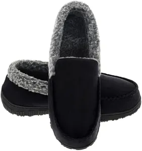 Lulex Moccasins for Men House Slippers Indoor Outdoor Plush Mens Bedroom Shoes with Hard Sole