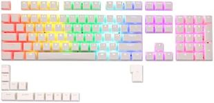 LTC LavaCaps PBT Double Shot 117-Key Pudding Keycaps, Translucent OEM Profile for ISO & ANSI Layout 61/68/84/87/98/104 Keys Mechanical Keyboard, with Keycap Puller - (Only Keycaps), White