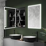 Pebble Grey™ Malin Recessed Illuminated Bathroom Mirror With Demister Pad and Shaver Socket | Touch Sensor Switch | USB Port | 500 x 700 | IP44 Rated