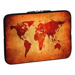 PEDEA Laptop Bag Case Design Sleeve for 13.3 inch, Brown Global Map