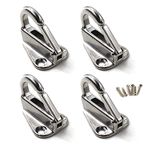 Flomore Fender Hook Marine Grade 316 Stainless Steel Spring Snap Hook Boat Ship Hardware Come with Screws (Pack of 4)