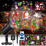 Christmas Projector Lights with Remote, 2 in 1 Xmas Projector Light Christmas Theme Outdoor Indoor, Waterproof HD Projector Lamp 360°Automatic Rotation for Xmas,Party,Garden Home Decorative Lighting