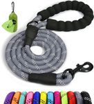 Taglory Rope Dog Lead with Soft Padded Handle, 1.2 m Reflective Dog Lead and Multi-Colour for Small Dogs, 1.0 cm, Grey