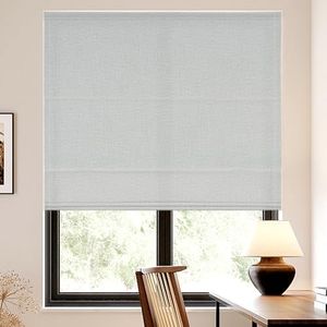 Hiifroy Roman Shades for Windows, Cordless Lift Heat Blocking and Energy Saving Blinds for Indoor Windows, Light Filtering Grey 34" W x 48" H