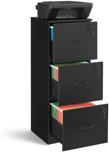VASAGLE 3 Drawer File Cabinet, File Cabinet with Lock, Printer Stand, Office Filing Cabinet Organizer, for A4 and Letter Size Files, Ink Black UOFC055B16