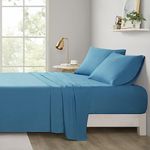 Intelligent Design ID20-1083Microfiber Wrinkle Resistant, Soft Sheets with 12" Pocket Modern, All Season, Cozy Bedding-Set, Matching Pillow Case, Queen, Teal 4 Piece
