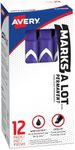 Avery Marks-A-Lot Large Chisel Tip Permanent Marker, 12-Pack, Purple (08884)