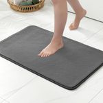 MIULEE Bath Mats Non Slip Memory Foam Bathroom Mat Bath Rug Shower Mat Coral Fleece Softness Highly Absorbent Washable Bathroom Rug Bath Mats for Bathroom Kitchen Entrance 40x60 cm Gray