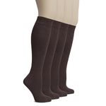 HUGH UGOLI Women's Bamboo Knee High Socks | Comfort Seam Long Dress Socks, Soft & Lightweight | 4 Pairs, Brown, Shoe Size: 8-11