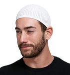 Candid Signature Apparel Skull Cap Kufi Beanies for Men & Women - 100% Cotton Skully, Running Cap & Helmet Liner, Checkered, White, One Size