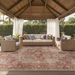 GENIMO Outdoor & Indoor Area Rug 10'x14', Waterproof, Non-Shedding, Easy Cleaning, Boho Mat for Patio, Living Room, Balcony, Dining Room, RV, Deck, Bedroom, Camping, Outside Carpet,Brown Red