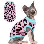 PUMYPOREITY Sphynx Cat Clothes, Stretchy Cat Sweater, Soft Hairless Cats Shirt, Pullover Cat Pajamas, Cat Turtleneck for Sphynx Cornish Rex, Devon Rex, Pink, XS