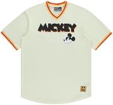 Disney Mens Mickey Mouse Baseball Jersey - Mens Classic Mickey Mouse Pullover Baseball Jersey Mickey Mouse Fashion Shirt, Cream, Medium